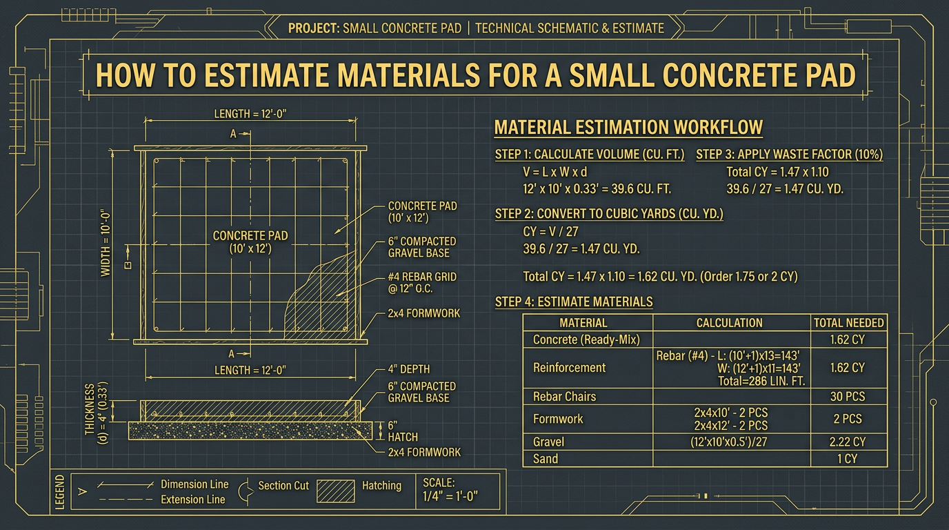 How to Estimate Materials for a Small Concrete Pad