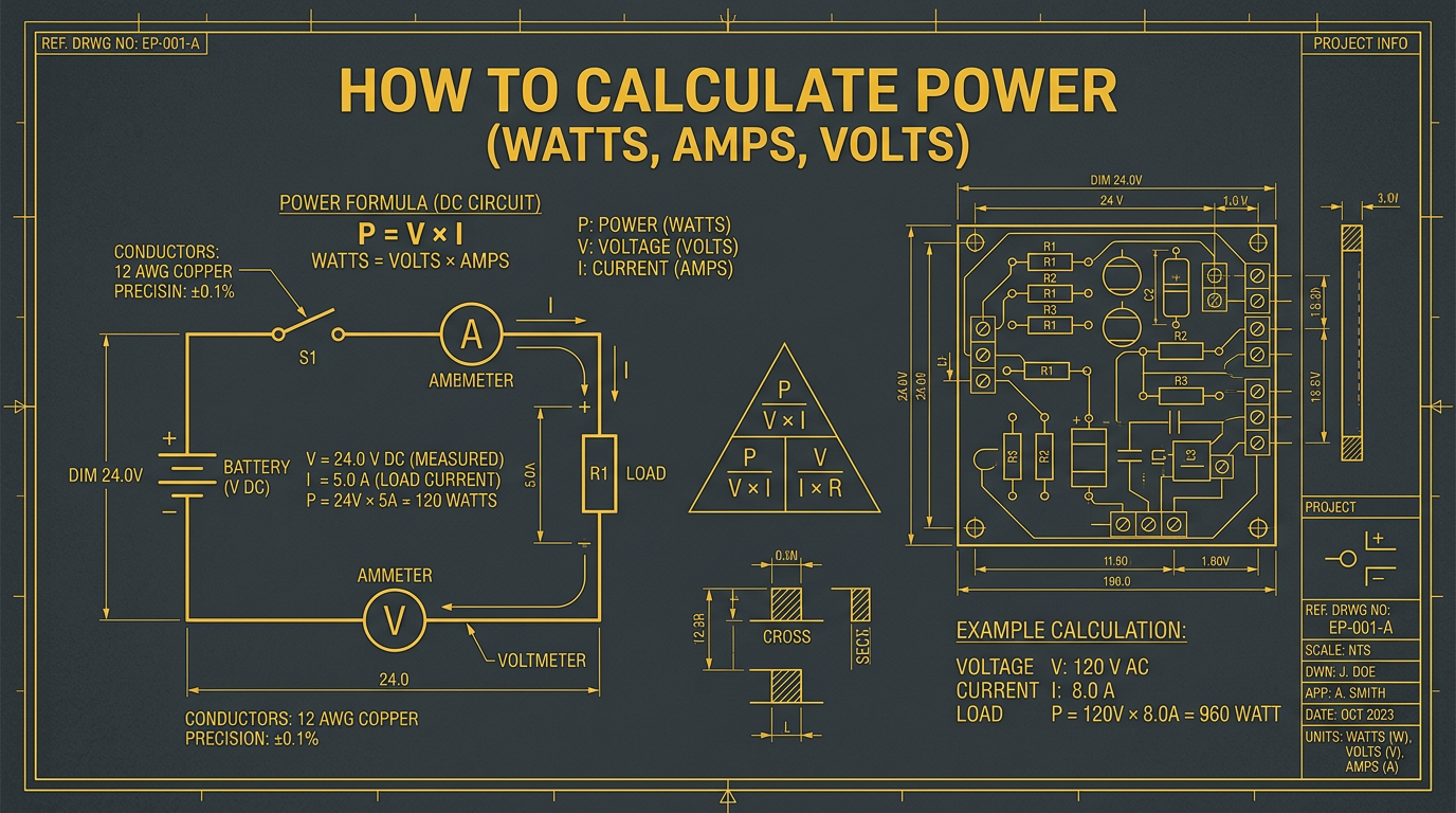 How to Calculate Power (Watts, Amps, Volts)